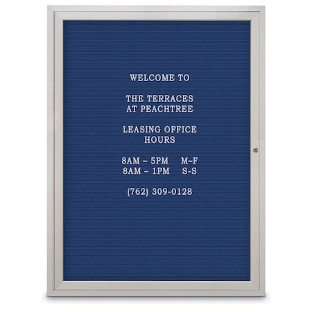 United Visual Products 60"x36" 2-Door Enclosed Outdoor Letterboard, Blue Felt/Satin UV1162D-SATIN-BLUE